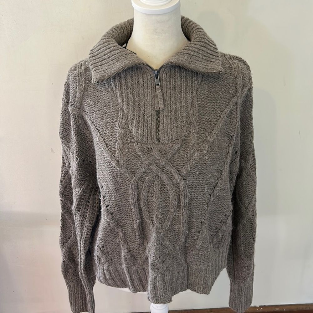 NWOT Skull Cashmere Blended Brown Cable Knit Sweater - Sz S